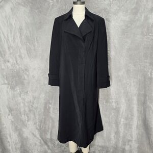 Gallery Petite Black Classic Trench Coat Women's Size 6P Oversized Heavy Jacket